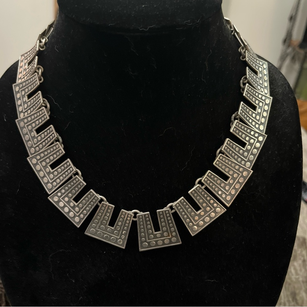 Vintage Mexico Sterling Silver 925 Modern Dots Margot De Taxco Necklace RARE